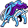 Suicune, as sprited in Pokemon Crystal (Game Boy Color, 2000)